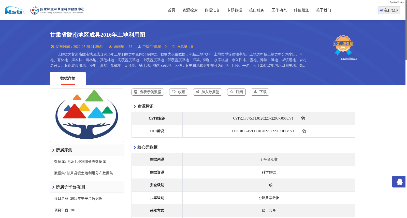 甘肃省陇南地区成县2016年土地利用图 数据集图片