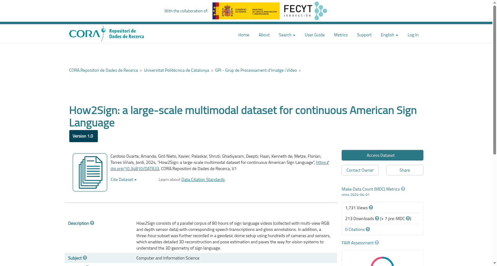 How2Sign: a large-scale multimodal dataset for continuous American Sign Language 数据集图片