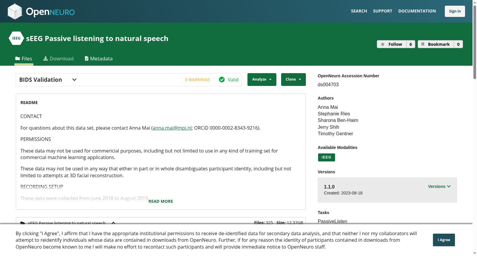 sEEG Passive listening to natural speech 数据集图片