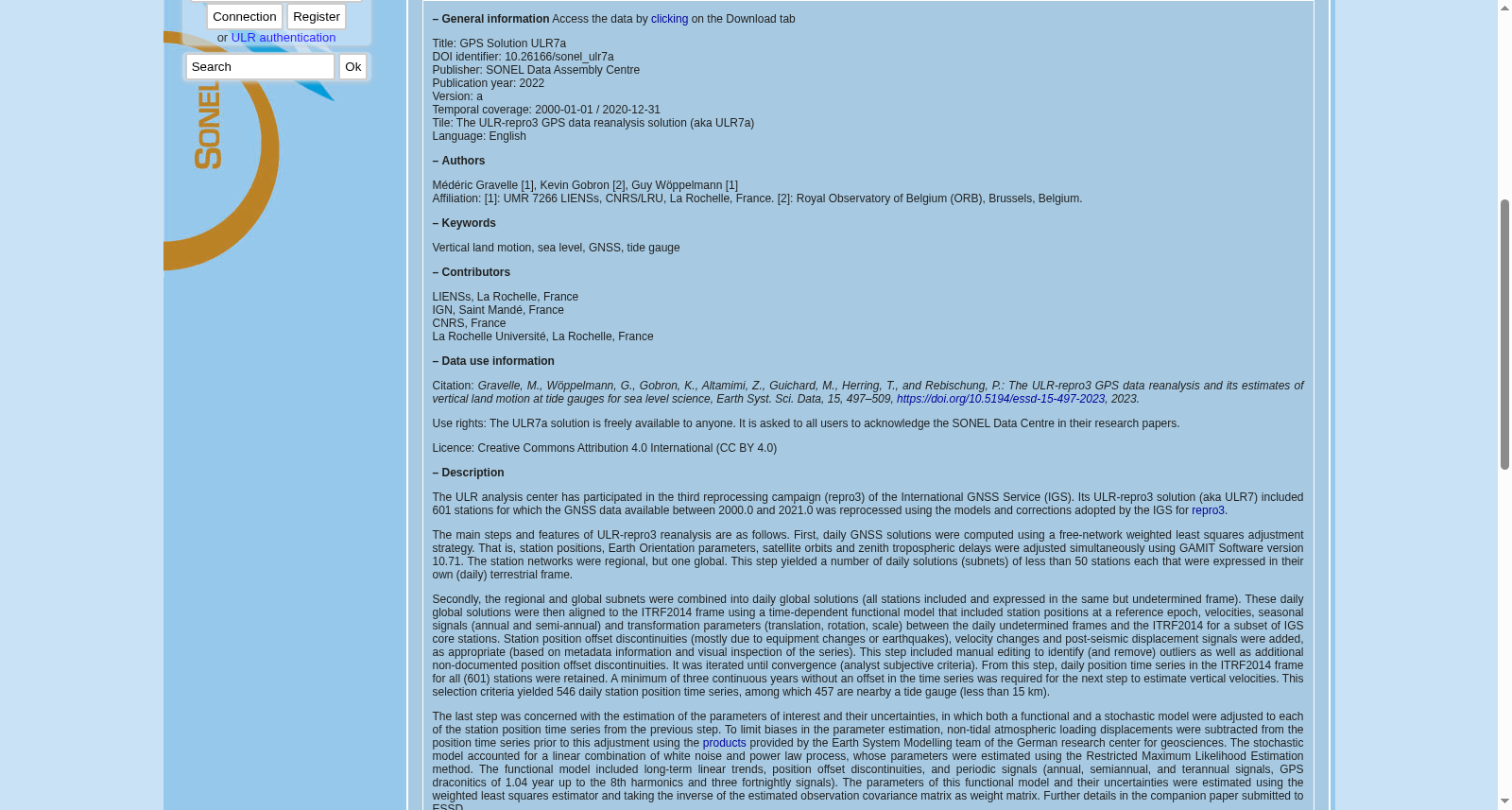 The ULR-repro3 GPS data reanalysis solution (aka ULR7a) 数据集图片