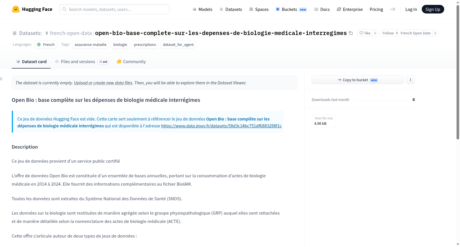 Data-Gouv-FR/open-bio-base-complete-sur-les-depenses-de-biologie-medicale-interregimes 数据集图片