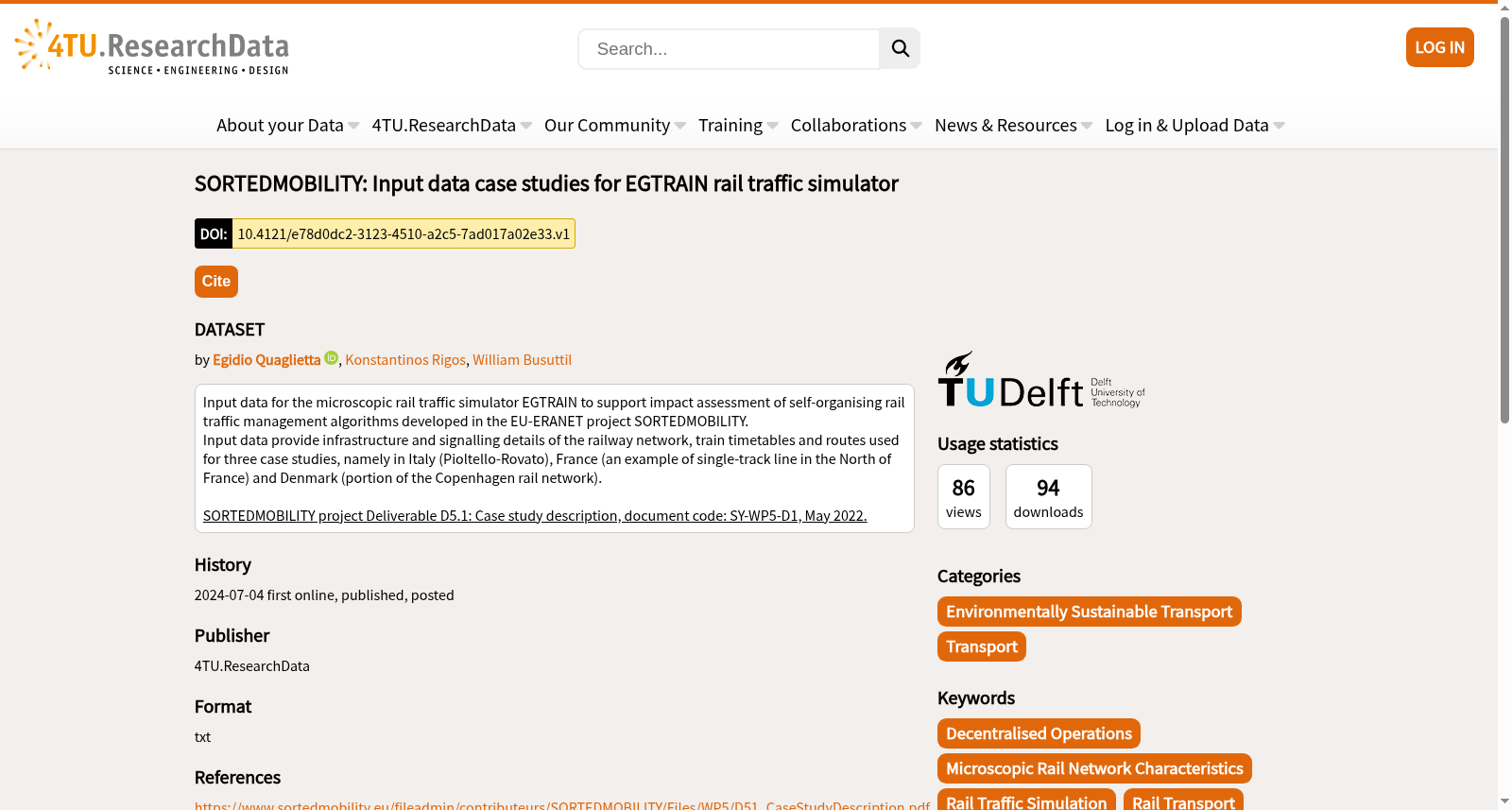 SORTEDMOBILITY: Input data case studies for EGTRAIN rail traffic simulator 数据集图片