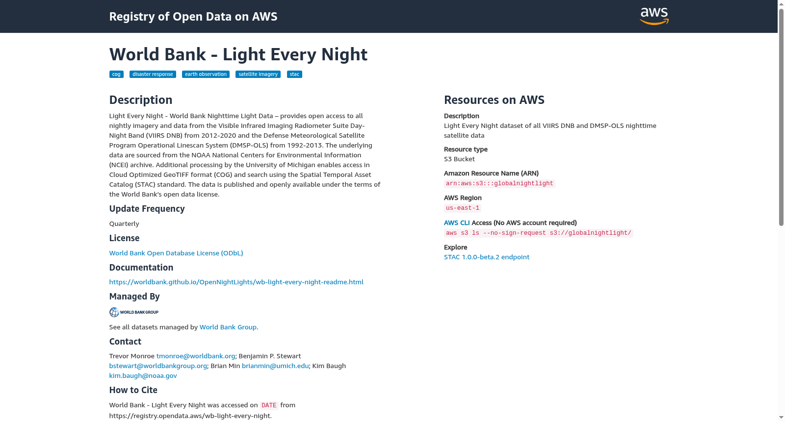World Bank - Light Every Night 数据集图片