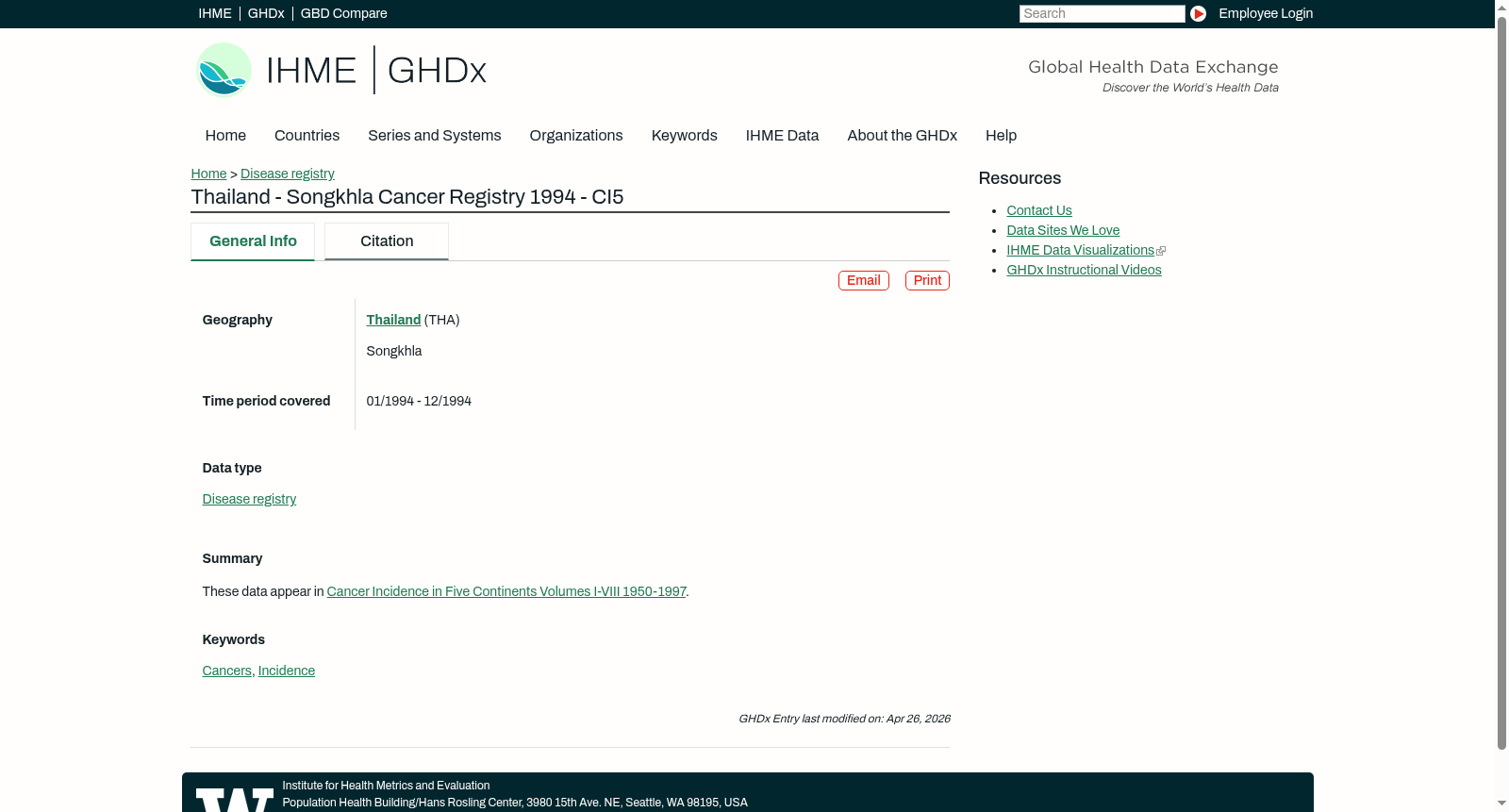 Thailand - Songkhla Cancer Registry 1994 - CI5 数据集图片