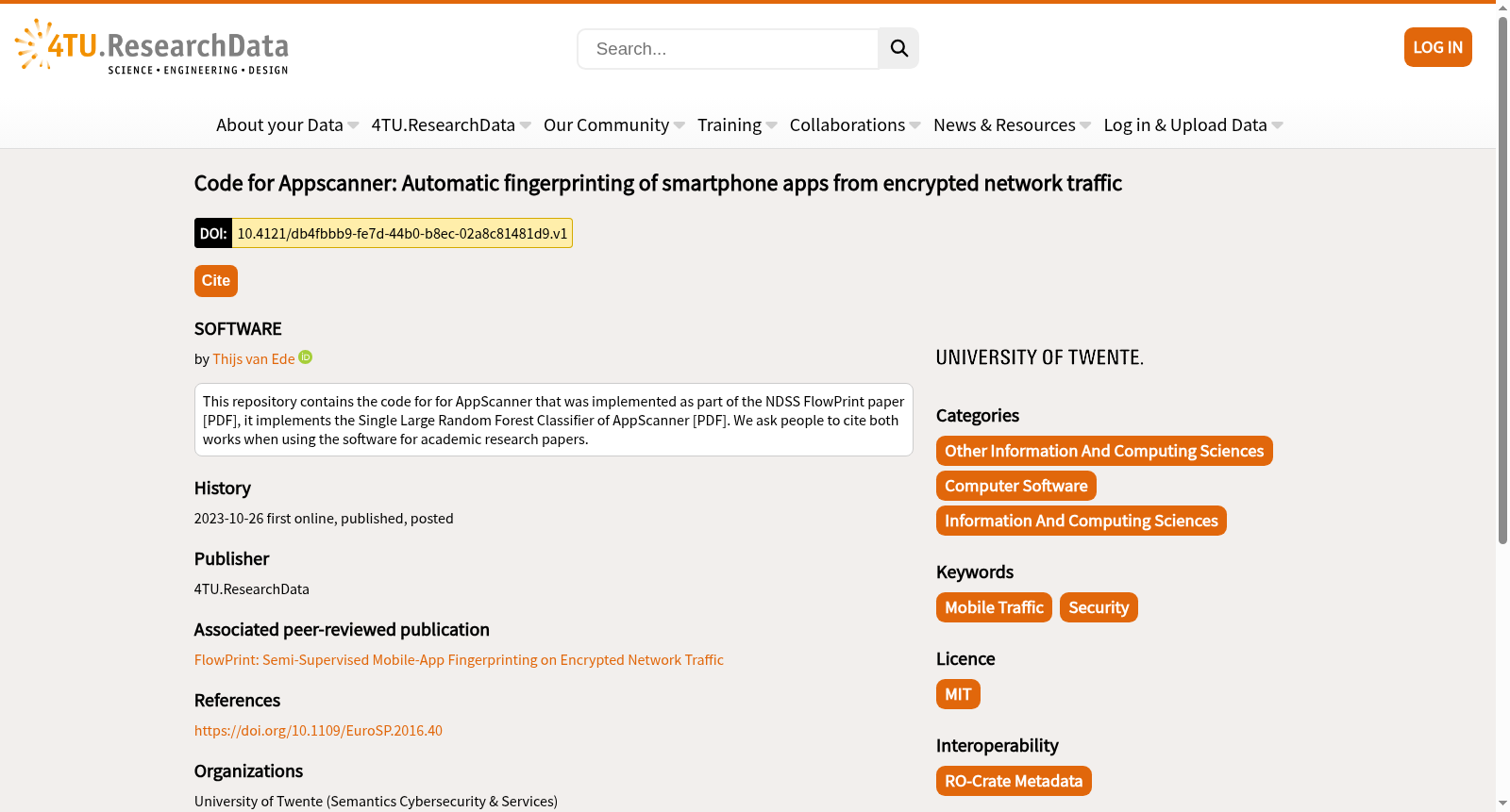 Code for Appscanner: Automatic fingerprinting of smartphone apps from encrypted network traffic 数据集图片