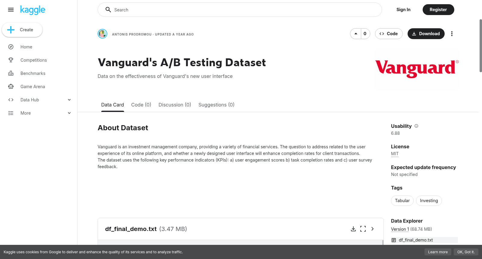 Vanguard's A/B Testing Dataset 数据集图片