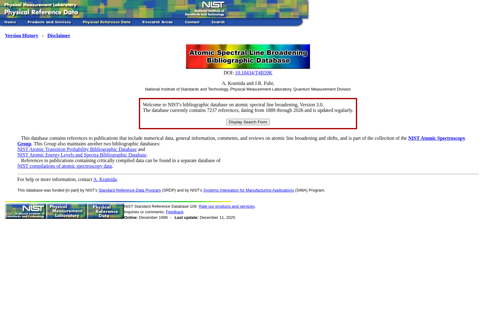 NIST Atomic Spectral Line Broadening Bibliographic Database 数据集图片