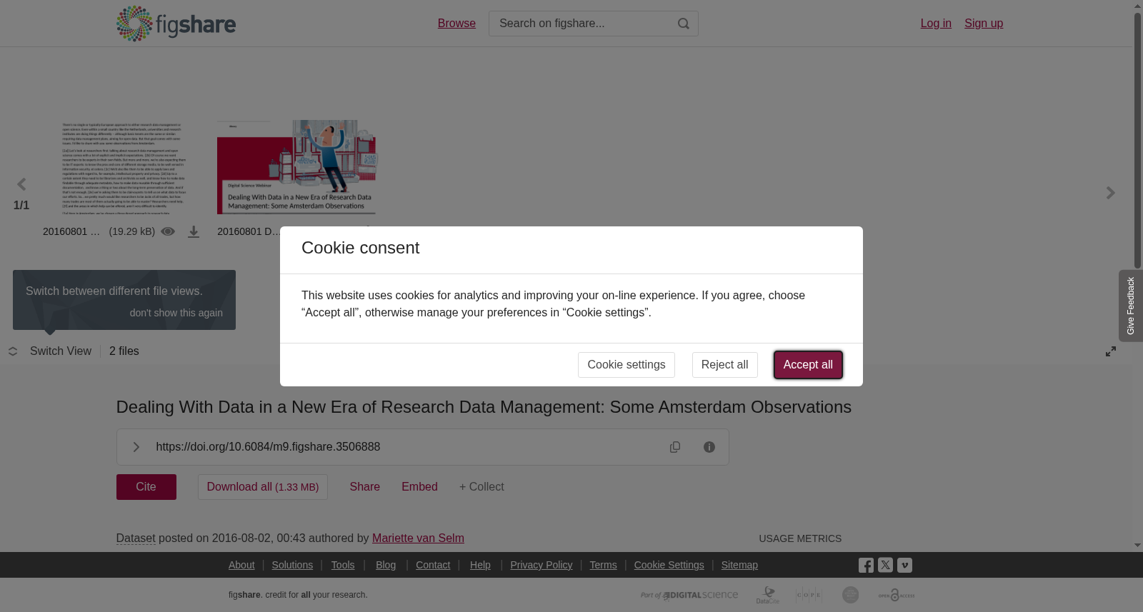 Dealing With Data in a New Era of Research Data Management: Some Amsterdam Observations 数据集图片
