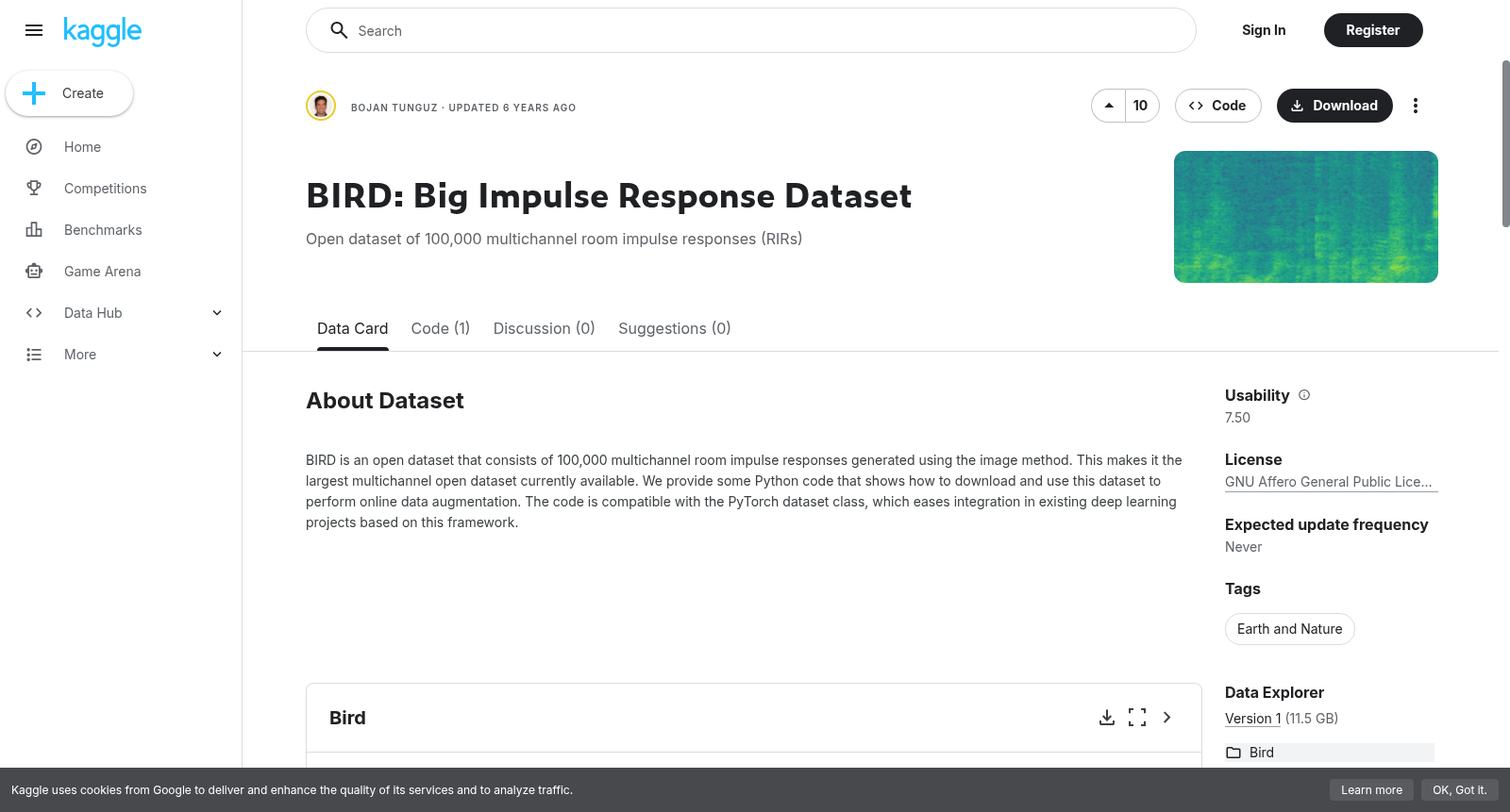 BIRD: Big Impulse Response Dataset 数据集图片