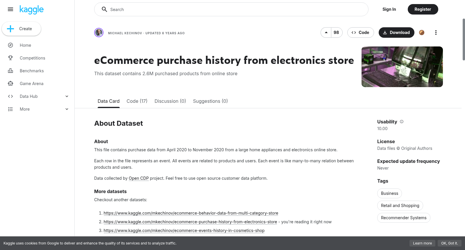 eCommerce purchase history from electronics store 数据集图片