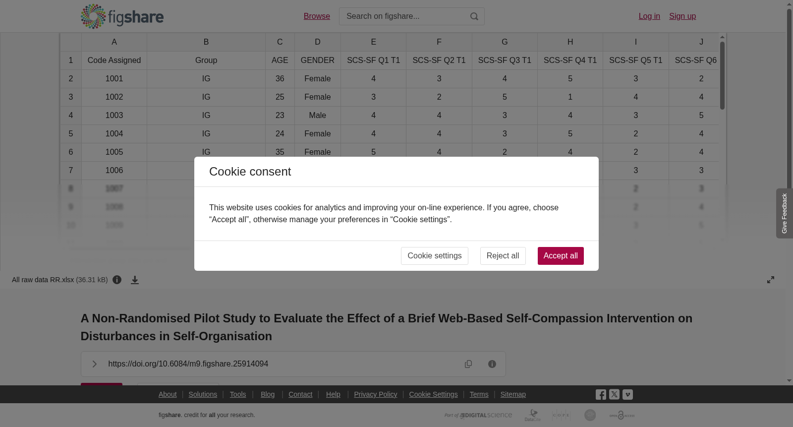 <b>A Non-Randomised Pilot Study to Evaluate the Effect of a Brief Web-Based Self-Compassion Intervention on Disturbances in Self-Organisation</b> 数据集图片