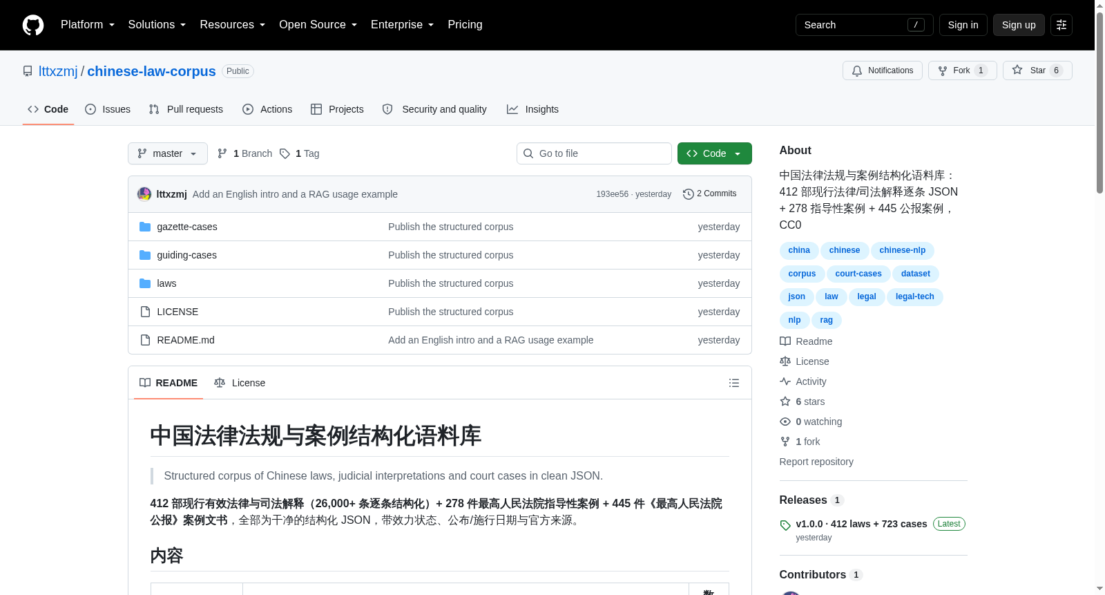 中国法律法规与案例结构化语料库 (Chinese Law Corpus) 数据集图片