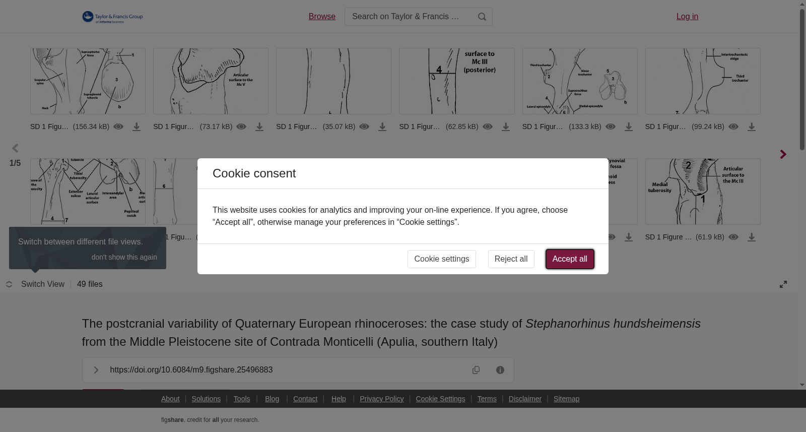 The postcranial variability of Quaternary European rhinoceroses: the case study of <i>Stephanorhinus hundsheimensis</i> from the Middle Pleistocene site of Contrada Monticelli (Apulia, southern Italy) 数据集图片