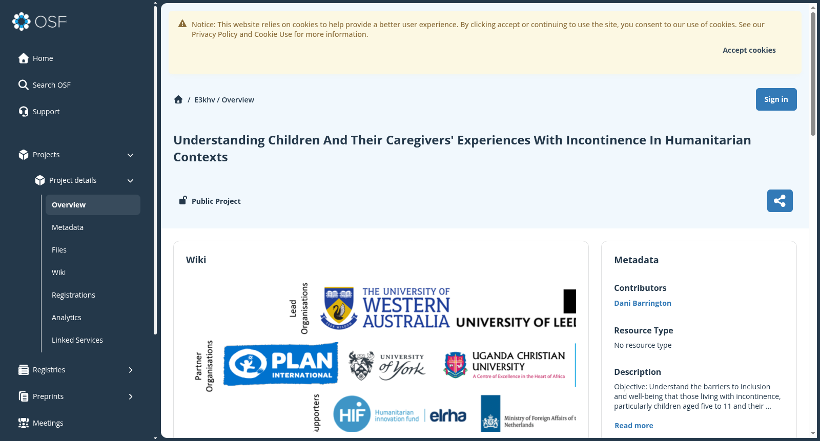 Understanding children and their caregivers' experiences with incontinence in humanitarian contexts 数据集图片