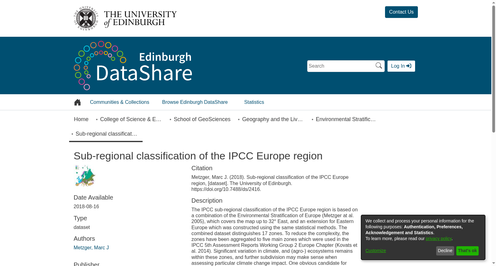 Sub-regional classification of the IPCC Europe region 数据集图片