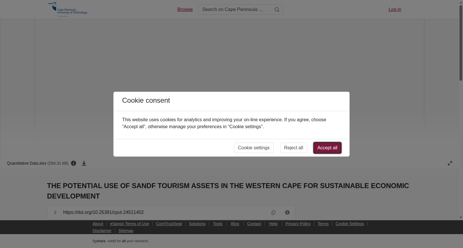 <b>THE POTENTIAL USE OF SANDF TOURISM ASSETS IN THE WESTERN CAPE FOR SUSTAINABLE ECONOMIC DEVELOPMENT</b> 数据集图片