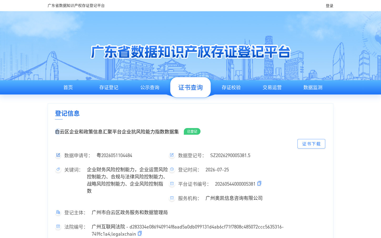 白云区企业和政策信息汇聚平台企业抗风险能力指数数据集 数据集图片
