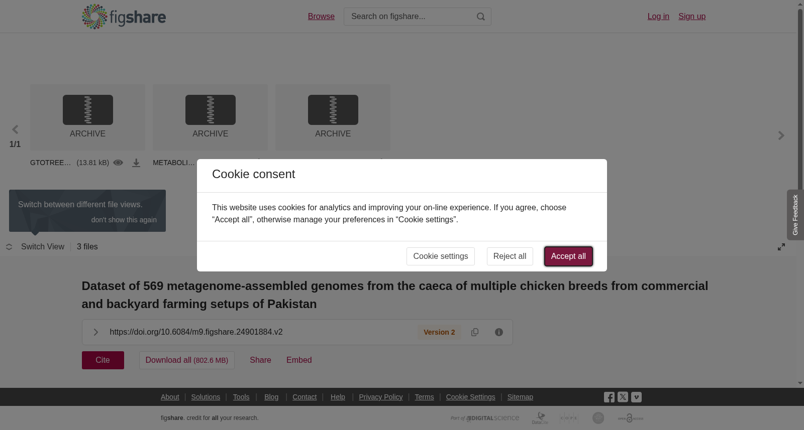 <b>Dataset of 569 metagenome-assembled genomes from the caeca of multiple chicken breeds from commercial and backyard farming setups of Pakistan</b> 数据集图片