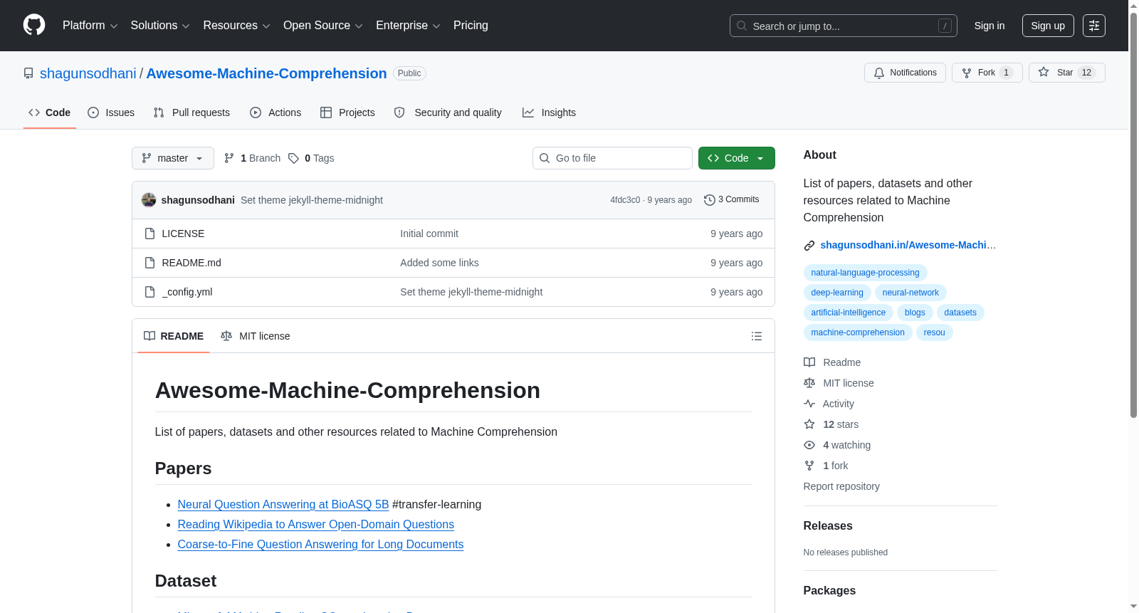 Awesome-Machine-Comprehension 数据集图片