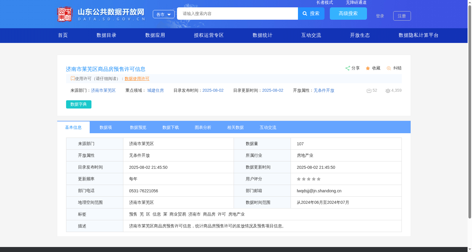 济南市莱芜区商品房预售许可信息 数据集图片