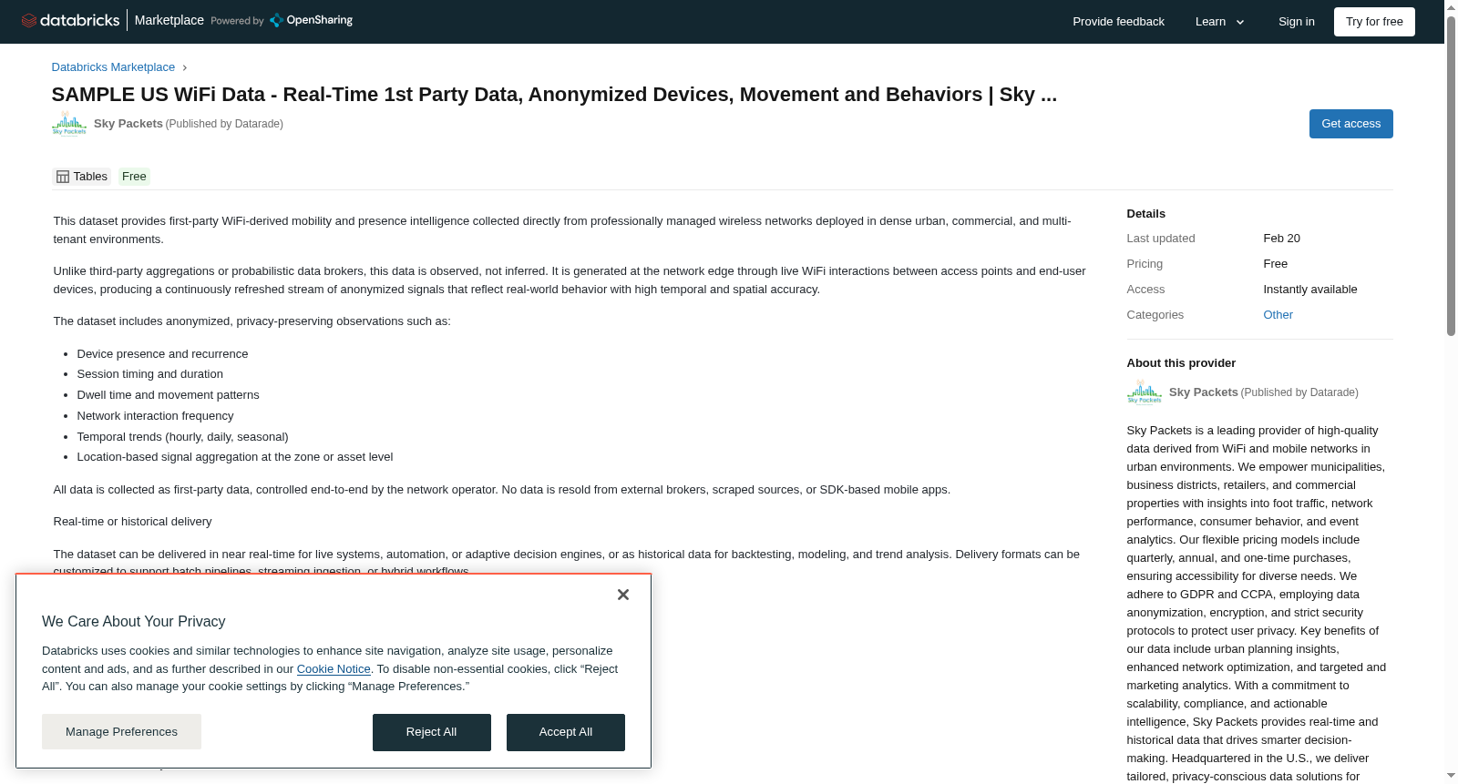 SAMPLE US WiFi Data - Real-Time 1st Party Data, Anonymized Devices, Movement and Behaviors | Sky ... 数据集图片