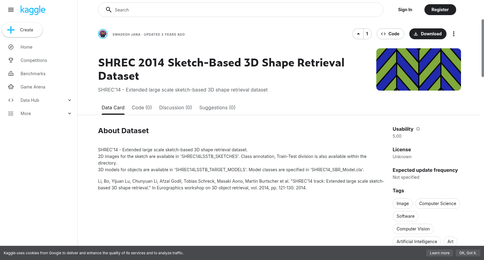 SHREC 2014 Sketch-Based 3D Shape Retrieval Dataset 数据集图片
